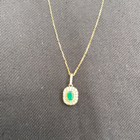 ben bridge Jewelry - Diamond/Gemstone pendant OVL EMRL double HALO Dia 0.45 CTTW I1 HJ 14K 2TONE